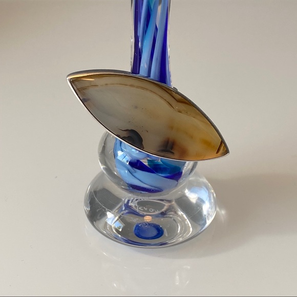 .925 Silver & Agate Stone Ring | Size 8 - Picture 6 of 15